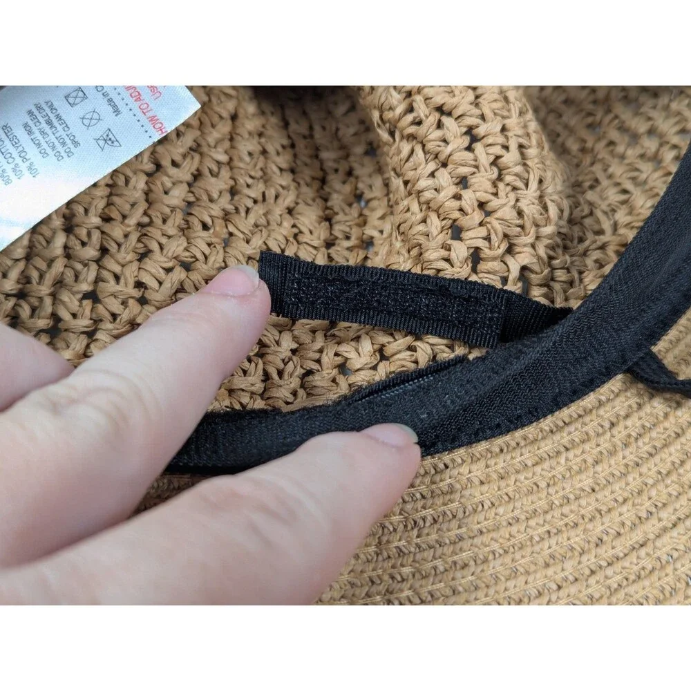 FURTALK - Women's - Sun Straw Hat Wide Brim - Chin Strap - Size M/L